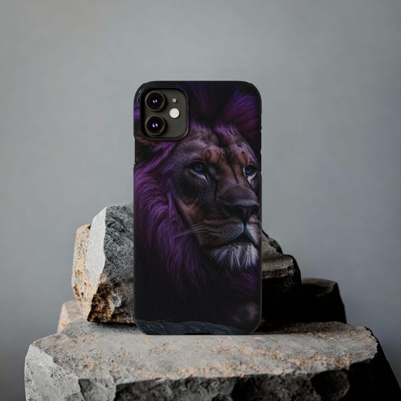 Purple Mane Lion Slim Phone Case (Fits iPhone 11, 13)