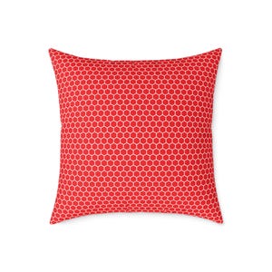 Cojín cuadrado de lona de poliéster con estampado de panal rojo/cojín geométrico imagen 8