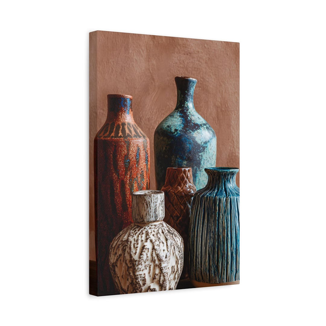 Textured Ceramic Vases Matte Canvas Wall Art - Etsy