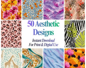 Colorful Digital Pattern Bundle (50 Unique Designs, Instant Download)