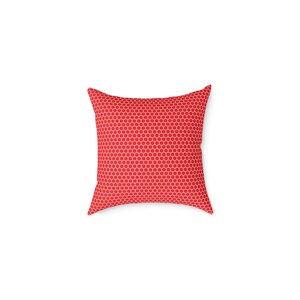 Cojín cuadrado de lona de poliéster con estampado de panal rojo/cojín geométrico imagen 2
