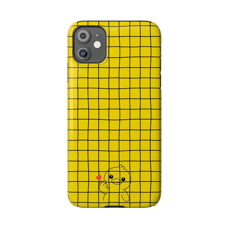 Yellow Grid-telefoonhoesje - slim-fit met grillig kuikentje afbeelding 3