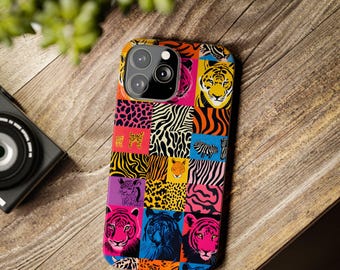 Pop Art Tiger Phone Case, Safari Animal Prints (Slim, Glossy)