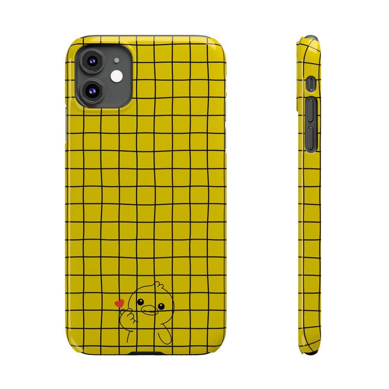Yellow Grid-telefoonhoesje - slim-fit met grillig kuikentje afbeelding 2