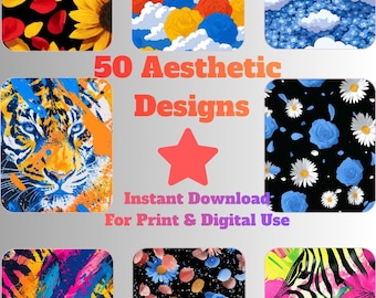 Bright Mixed Design Prints, Digital Art Pack (Instant Download)