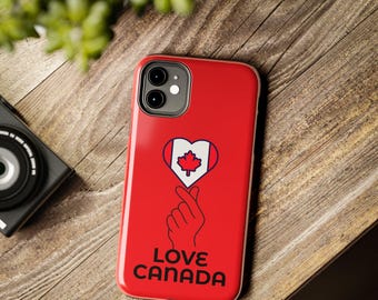 Love Canada Finger Heart Phone Case - Glossy Red, Slim Fit