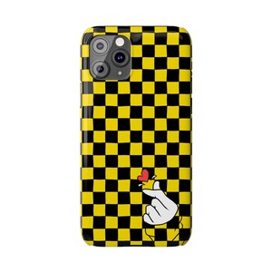 Yellow Black Checkerboard Phone Case - Slim, Glossy, Lightweight image 7