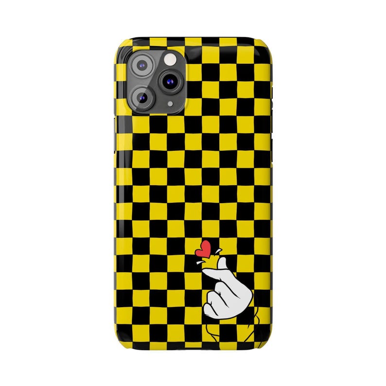 Yellow Black Checkerboard Phone Case - Slim, Glossy, Lightweight image 7
