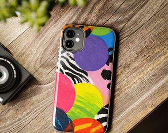 Abstract Circles Zebra Print Phone Case: Glossy Protective Cover