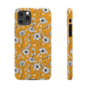 Hand-Drawn Floral Phone Case: Mustard Yellow, Slim Fit image 6