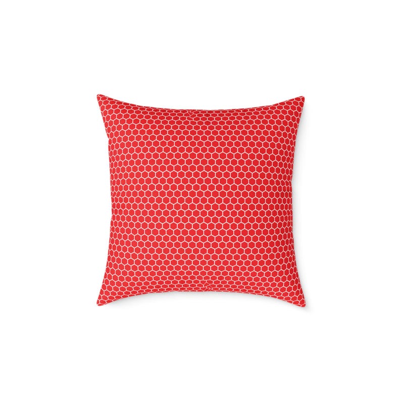 Cojín cuadrado de lona de poliéster con estampado de panal rojo/cojín geométrico imagen 6