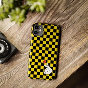 Yellow Black Checkerboard Phone Case - Slim, Glossy, Lightweight image 5