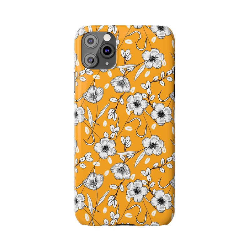 Hand-Drawn Floral Phone Case: Mustard Yellow, Slim Fit image 10