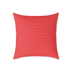 Cojín cuadrado de lona de poliéster con estampado de panal rojo/cojín geométrico imagen 9