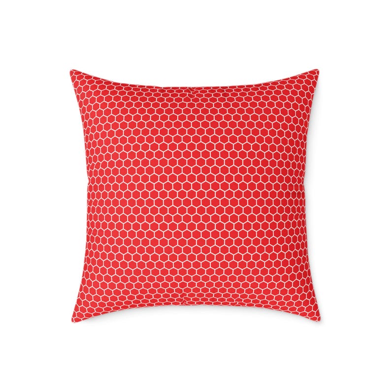 Cojín cuadrado de lona de poliéster con estampado de panal rojo/cojín geométrico imagen 9