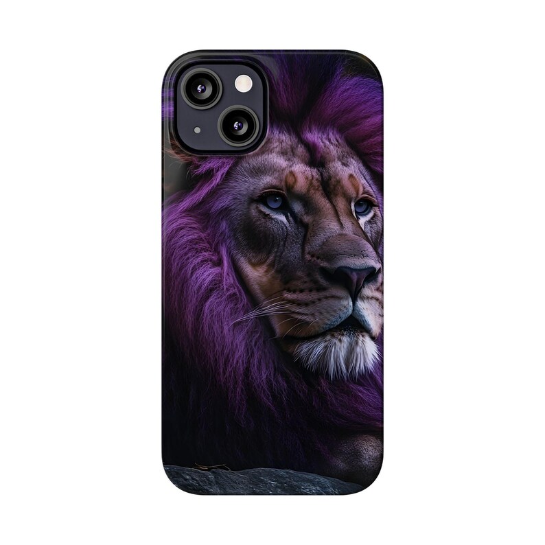 Funda delgada para teléfono con diseño de león de melena morada (compatible con iPhone 11 y 13) imagen 15