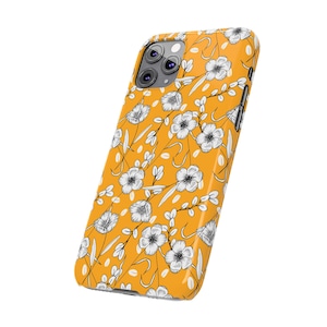 Hand-Drawn Floral Phone Case: Mustard Yellow, Slim Fit image 8