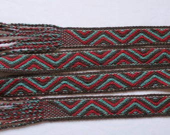 Sash, Handwoven Wool, Strap for Historic Costume, Lithuanian 3-Color Pickup Technique, Original Design