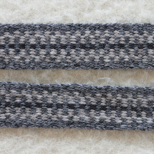 Sash, Gray Handwoven Wool, Strap for Historic Costume, Medieval or Fur Trade Era, SCA