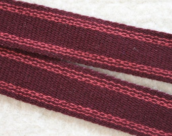 Sash, Handwoven Burgundy Wool, Strap for Historic Costume, Medieval or Fur Trade Era, SCA