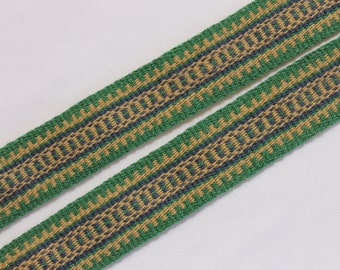 Sash, Handwoven Green Wool, Strap for Historic Costume, Medieval or Fur Trade Era, SCA