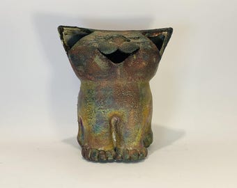 Raku Metallic Pottery Cat