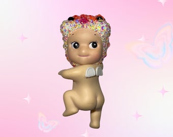 Bedazzled Sonny Angel Hipper – Rhinestone Hamster Doll, Handmade Collectible Figure