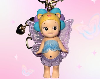 Custom Angel Keychain- Daisy Lion (Orange) Kawaii Figure Charm, Collector Gift, Bag Accessory