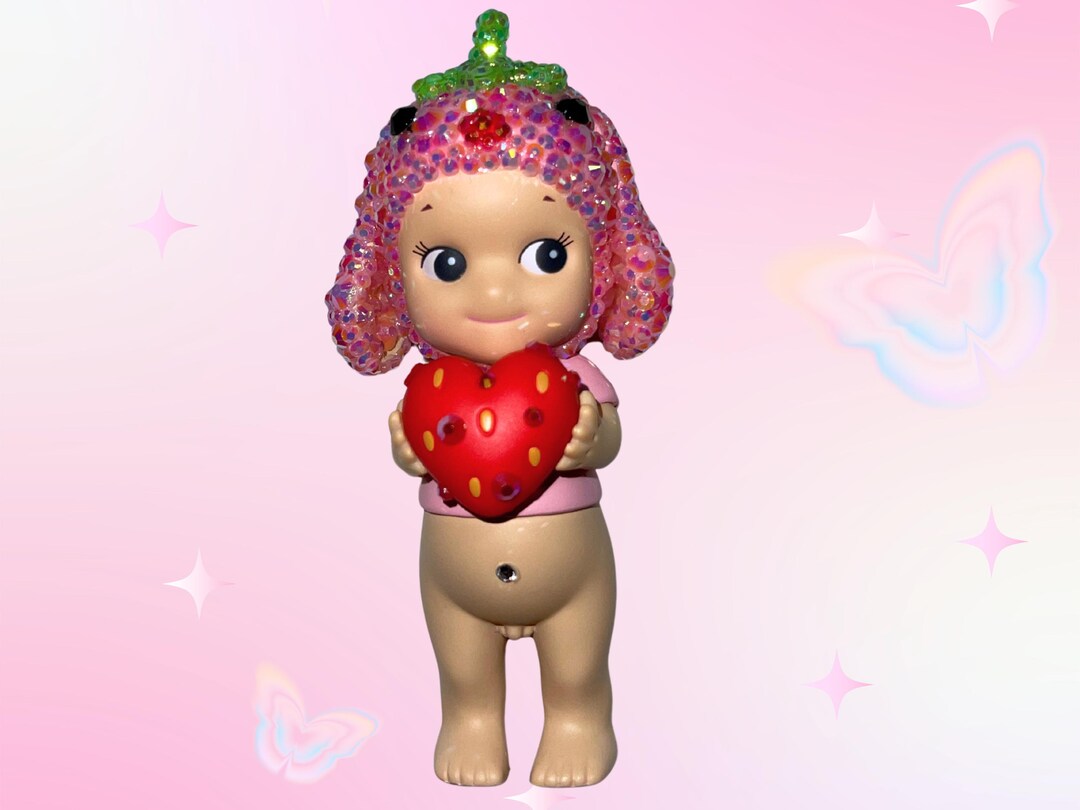 Authentic Custom Bedazzled Sonny Angel: Strawberry Love- Lop-ear Rabbit ...