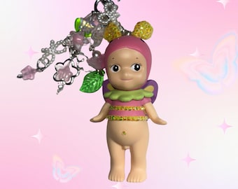 Bedazzled Custom Angel Keychain- Butterfly Kawaii Figure Charm, Collector Gift, Bag Accessory