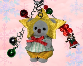 Calico Critter Custom Keychain- Baby Christmas: Star Kawaii Figure Charm, Collector Gift, Bag Accessory
