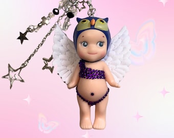 Bedazzled Custom Bikini Sonny Angel Keychain- Owl Kawaii Figure Charm, Collector Gift, Bag Accessory