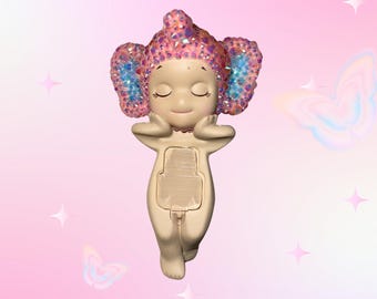 Bedazzled Sonny Angel Elephant Hipper – Handmade Rhinestone Doll Figure
