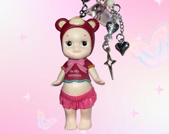 Custom Sonny Angel Keychain Valentine's Day Bear– Kawaii Figure Charm, Collector Gift, Bag Accessory