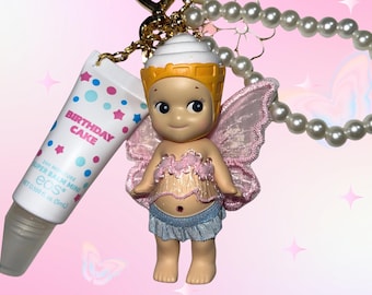 Authentic Sonny Angel Lip Balm Keychain – Ice Cream Kawaii Charm, Bag Accessory