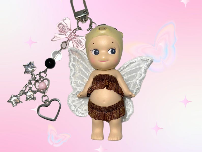 Authentic Custom Sonny Angel Keychain: Uribou Kawaii Figure Charm, Collector Gift, Bag Accessory image 1