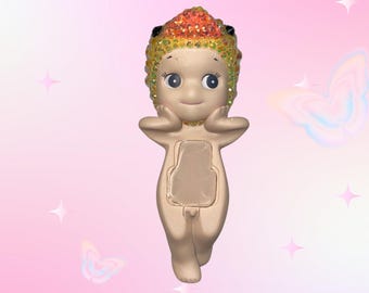 Bedazzled Sonny Angel Duck Figure – Rhinestone Doll Collectible Keychain