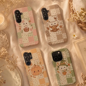 Phone cases for the autumn season | Halloween gifts | Patchwork phone cases | Spooky Season Gift | Magnetic cases for iPhone and Samsung.