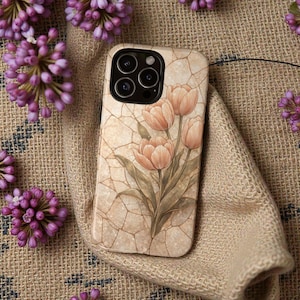 Cell phone case with tulip design, Available in two different designs, floral print, romantic gift, gift for girlfriend or fiancée.