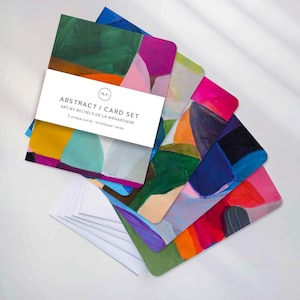 Set di biglietti colorati assortiti, biglietti d'auguri con motivi astratti, confezione di biglietti colorati, cancelleria unica fatta a mano per compleanni o qualsiasi occasione.