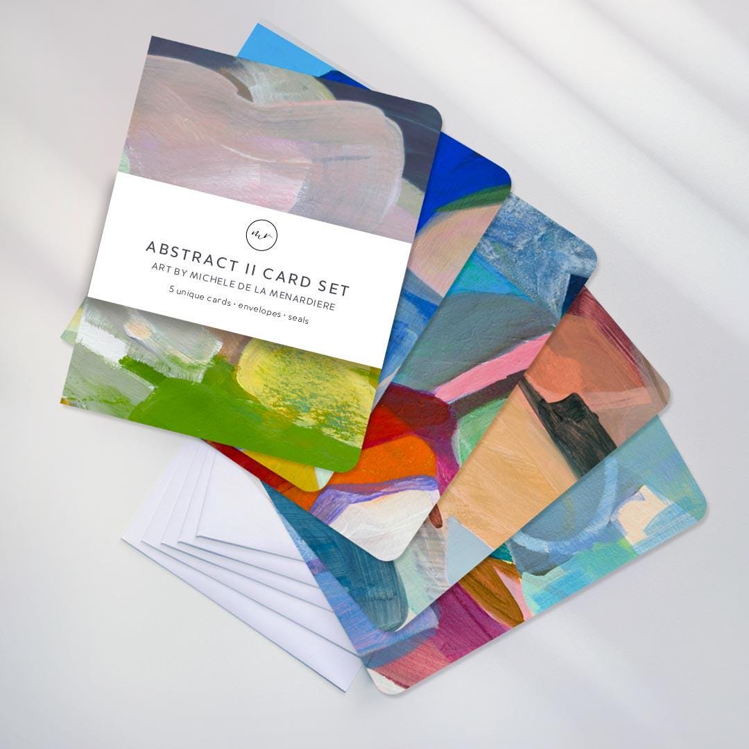 Abstract Card 5 Unique Abstract Art Greeting Card Set Colorful Playful Blank ...