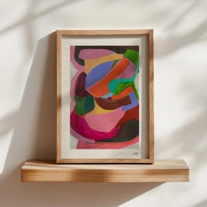Abstract Colorful Art Print: Pink Textured Modern Wall Decor, Signed