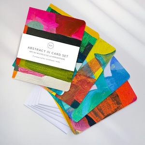 Juego de tarjetas de felicitación en blanco surtidas, paquete de tarjetas de notas de arte abstracto, papelería moderna, contemporánea y única, hecha a mano para cumpleaños o cualquier ocasión.
