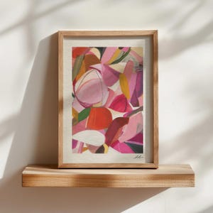 Pink Abstract Art Print: Signed Expressionist Painting, &quot;Wild Roses&quot;
