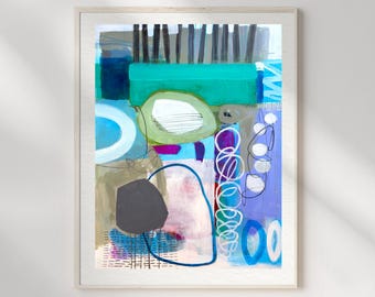Signed Archival Green Abstract Wall Art Print | Funky Contemporary Home Decor | Modern Artwork