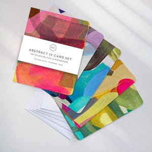 Assortiment de cartes d'art abstrait, cartes de voeux vierges audacieuses peintes à la main pour un anniversaire, merci pour toutes les occasions, paquet de papeterie colorée