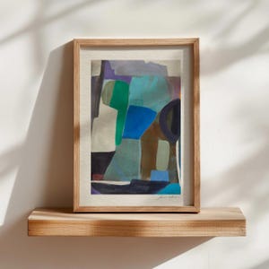 Blue Signed Expressionist Abstract Art Print 8x10 Signed Archival Painting Modern Colorful Contemporary Decor for Home or Studio