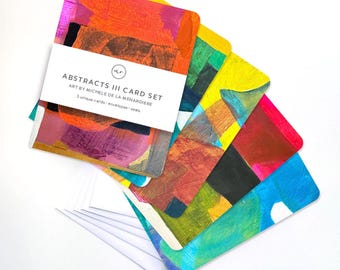 Abstract Art Greeting Card Set: Handmade Blank Notecards, Envelopes & Seals