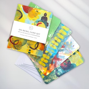 Ensemble de cartes de voeux d'art abstrait spirituel, cartes de correspondance colorées inspirées de la méditation, de conception orientale, papeterie vierge avec enveloppes, coffret cadeau
