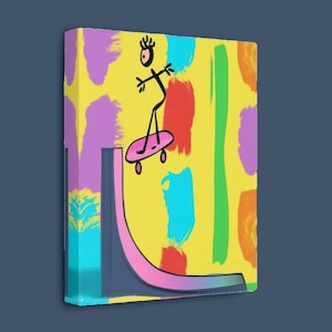 Skateboarder on skateboard ramp, Canvas Wall Art - Alternative names: Wall Decor, Home Decor, Wall Art Print, wall Decor, canvas